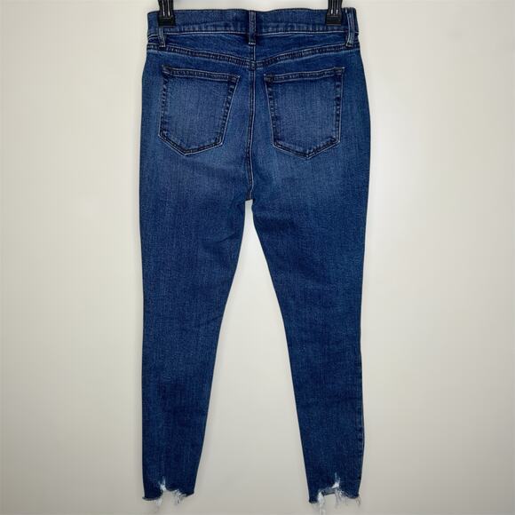 LOFT Skinny Jeans 2 Petite Womens Med Wash Raw Hem Denim Cotton Ankle Mid Rise - Picture 3 of 8